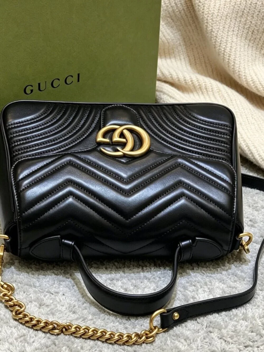 Gucci GG Marmont Medium Matelassé Top Handle Bag